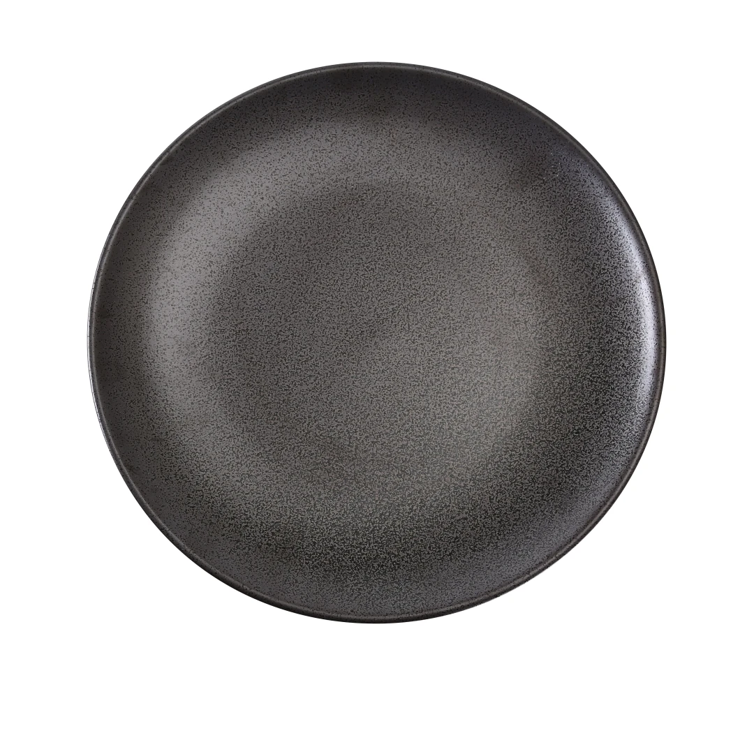 Yanco DB-107 7" Round Diamond Black Plate - Porcelain, Black