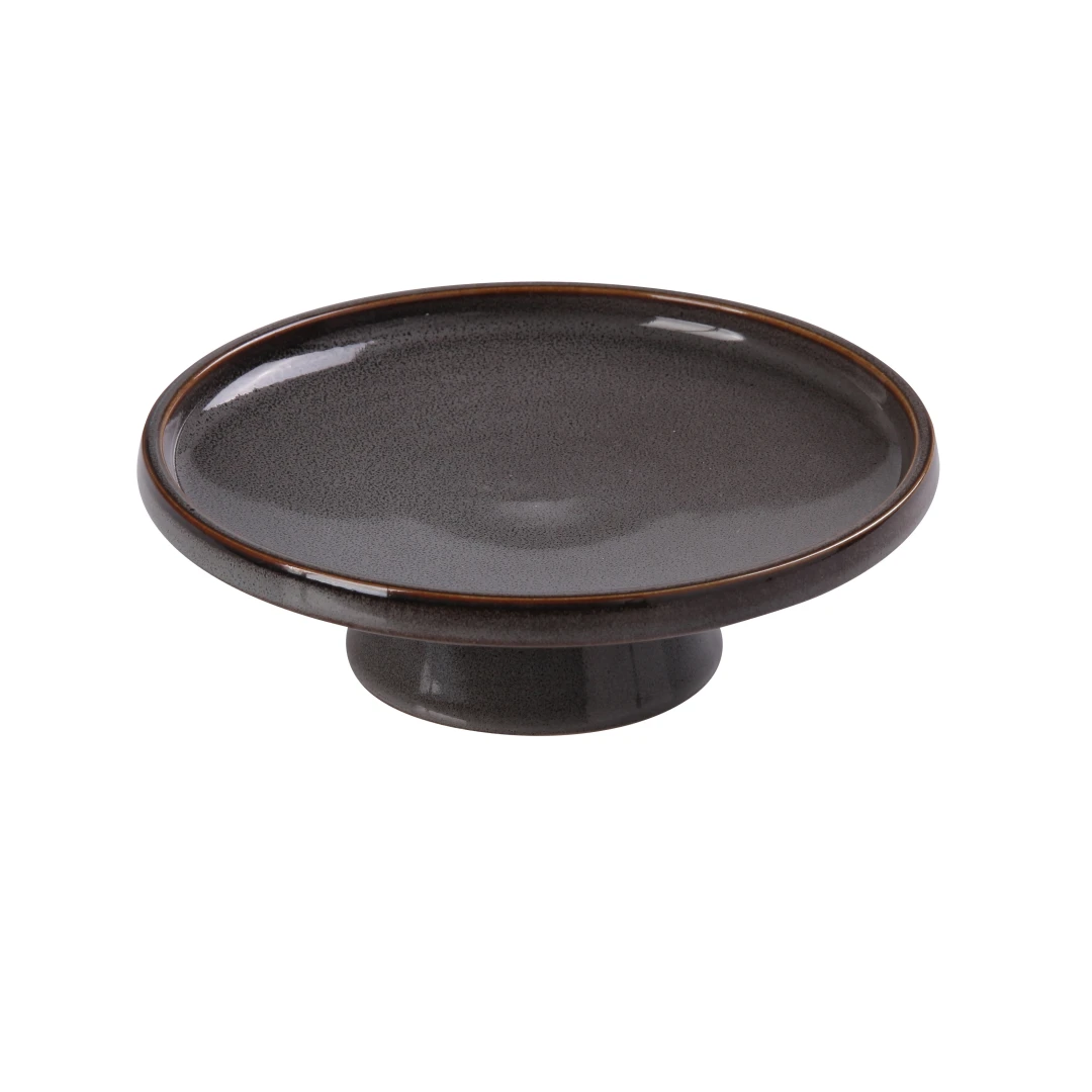Yanco PK-609 9" Round Dessert Plate w/ Stand - Ceramic, Gray