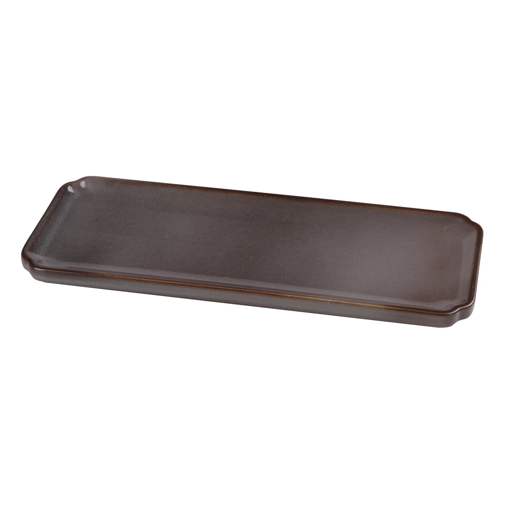 Yanco PK-515 Rectangular Sushi Plate - 15 1/4" x 6", Ceramic, Gray