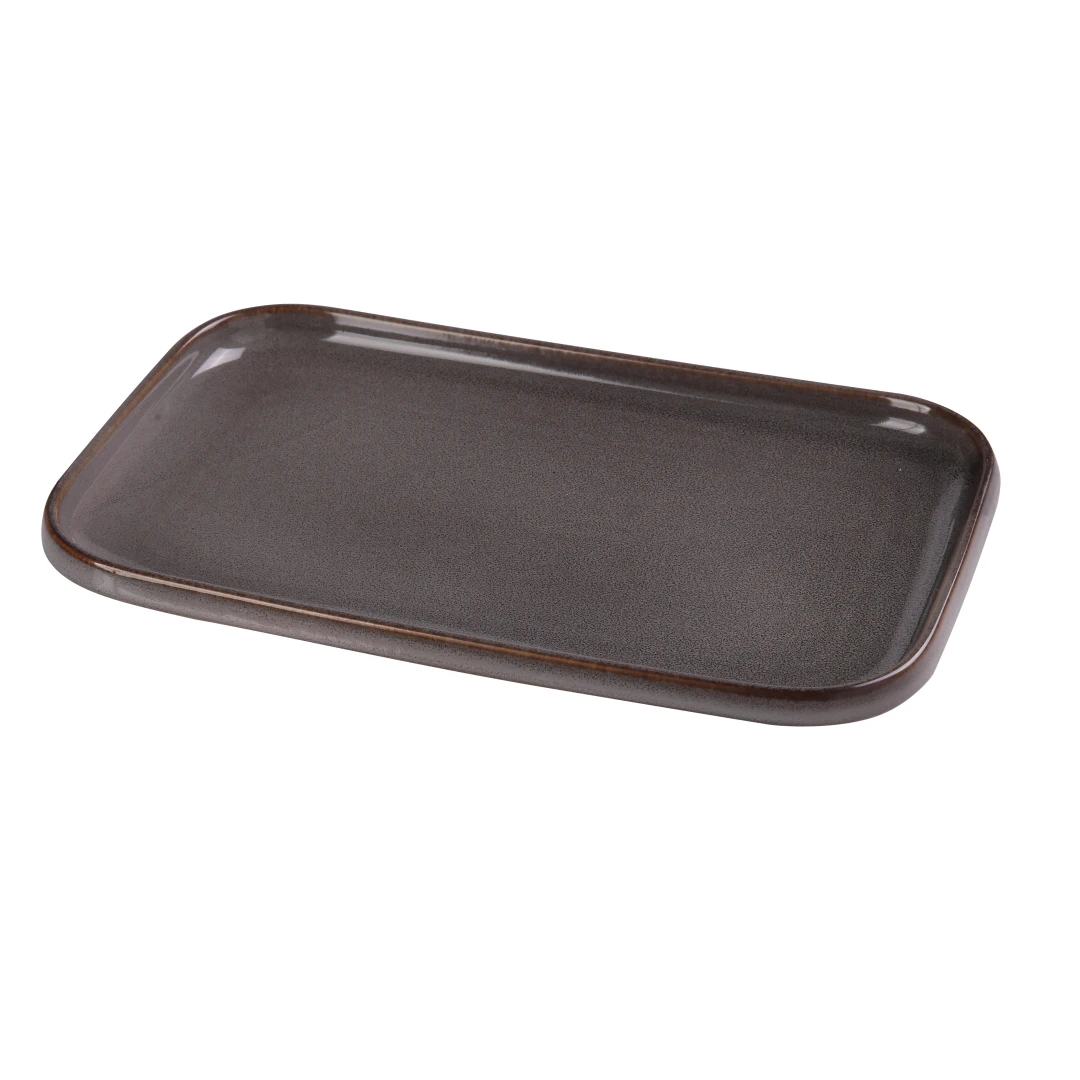 Yanco PK-512 Rectangular Sushi Plate - 12" x 7 1/2", Ceramic, Gray