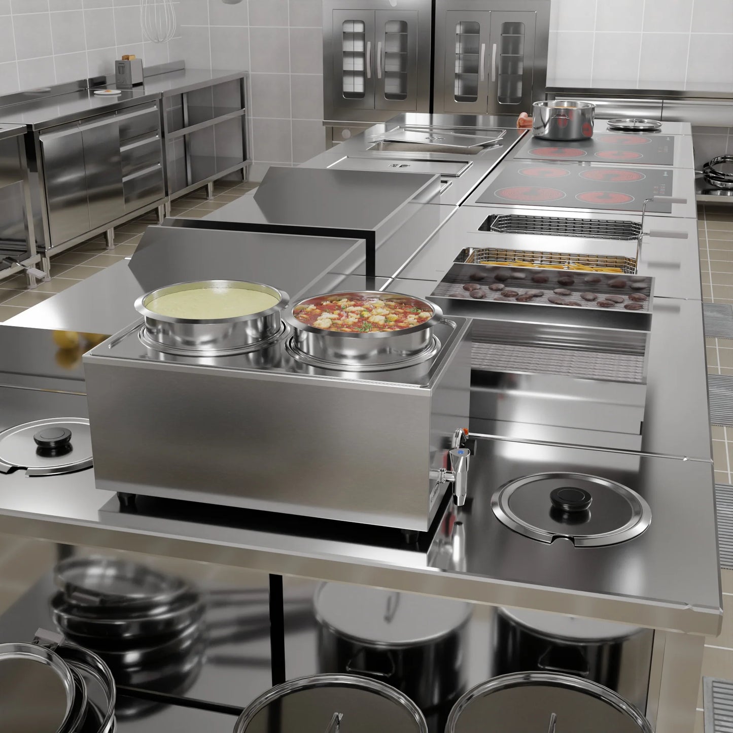 Koolmore CFW-4T Two-Pot  8 Qt. Buffet Countertop Food Warmer Electric With Faucet
