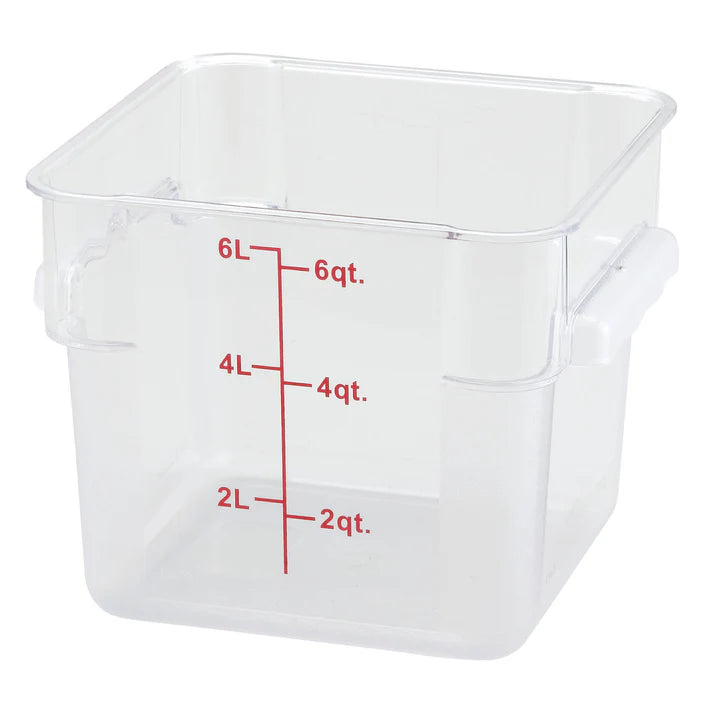 Winco PCSC-6C Clear Square Food Storage Container Polycarbonate 6QT NSF