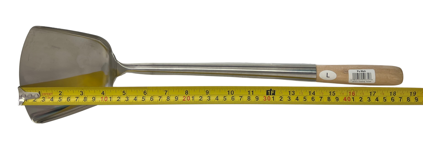 PO WAH Chinese Wok Shovel with Wooden Handle, Stainless Steel