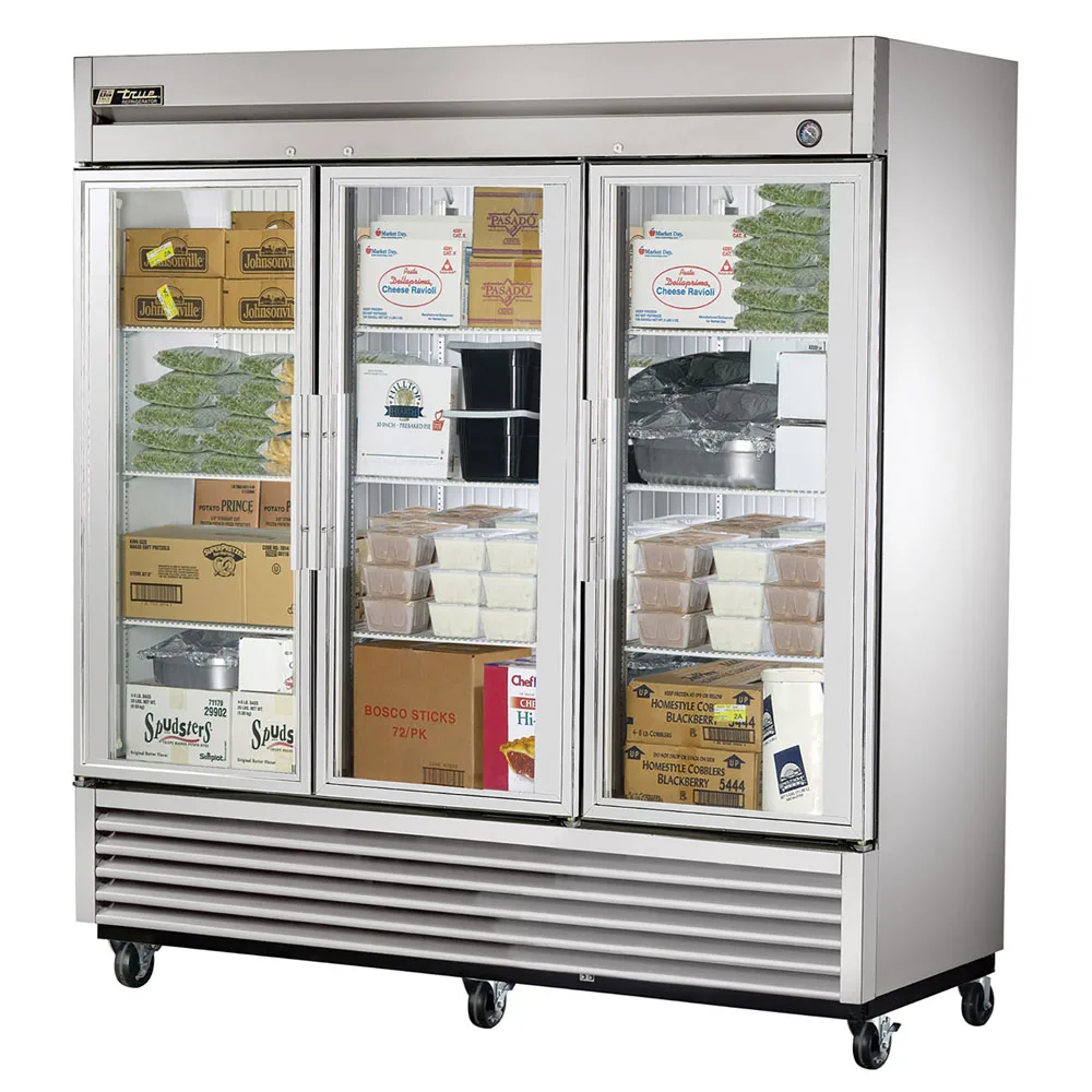 True T-72FG-HC~FGD01 78 1/8" T Series Three Section Reach In Freezer, (3) Left/Right Hinge Glass Doors, 115v