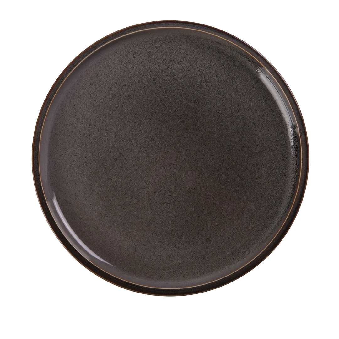 Yanco PK-212 12" Round Peacock Plate w/ Upright Rim - Ceramic, Gray