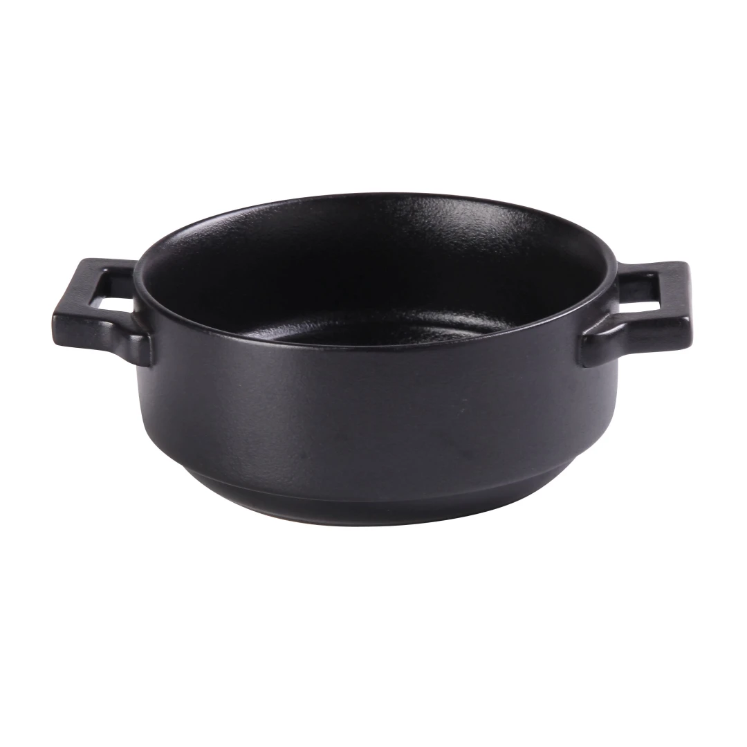 Yanco NB-907 20 oz Round Bake Dish w/ Handle - Ceramic, Noble Black
