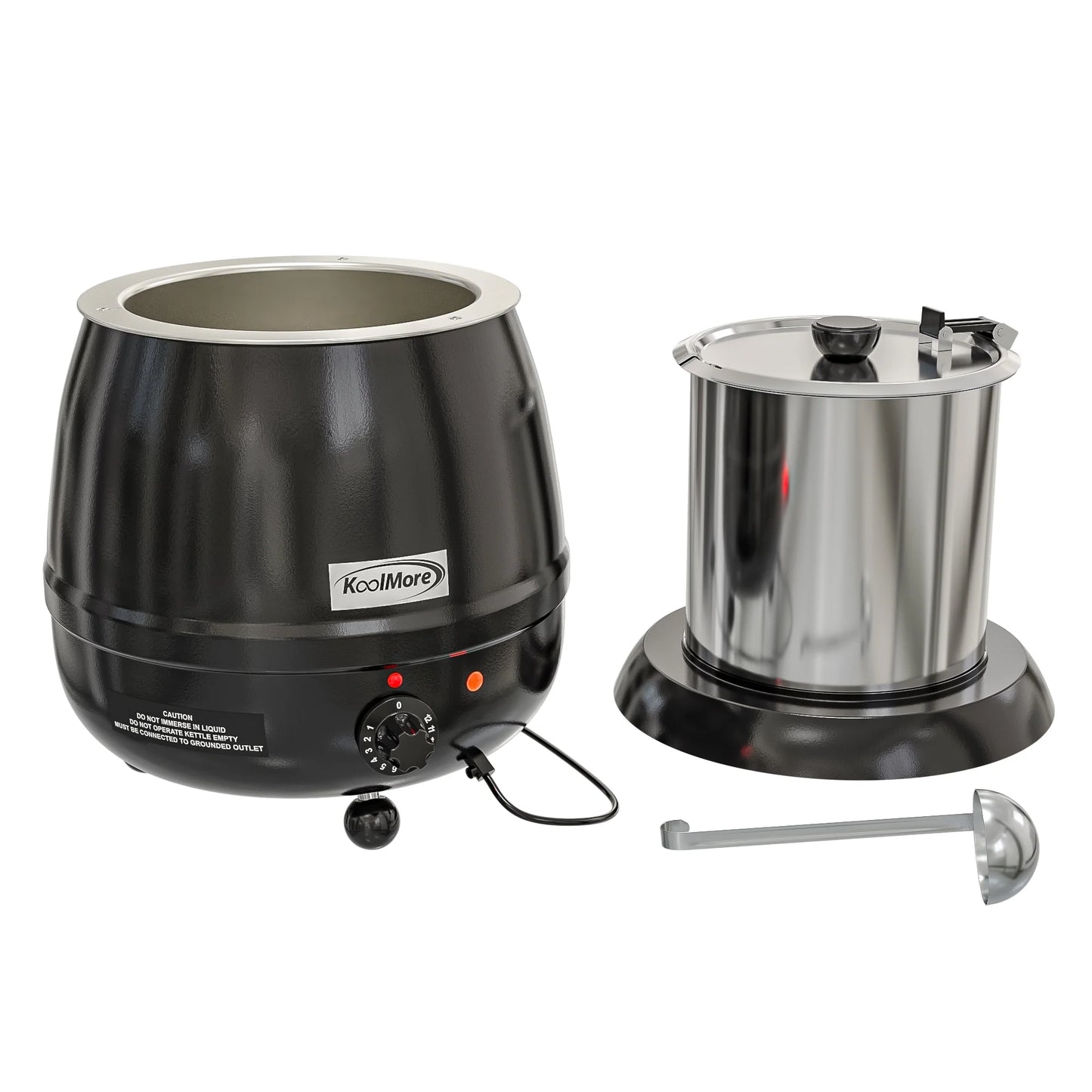 Koolmore SK-BK-3G 11.5 Qt. Round Countertop Black Stainless-Steel Food / Soup Kettle Warmer