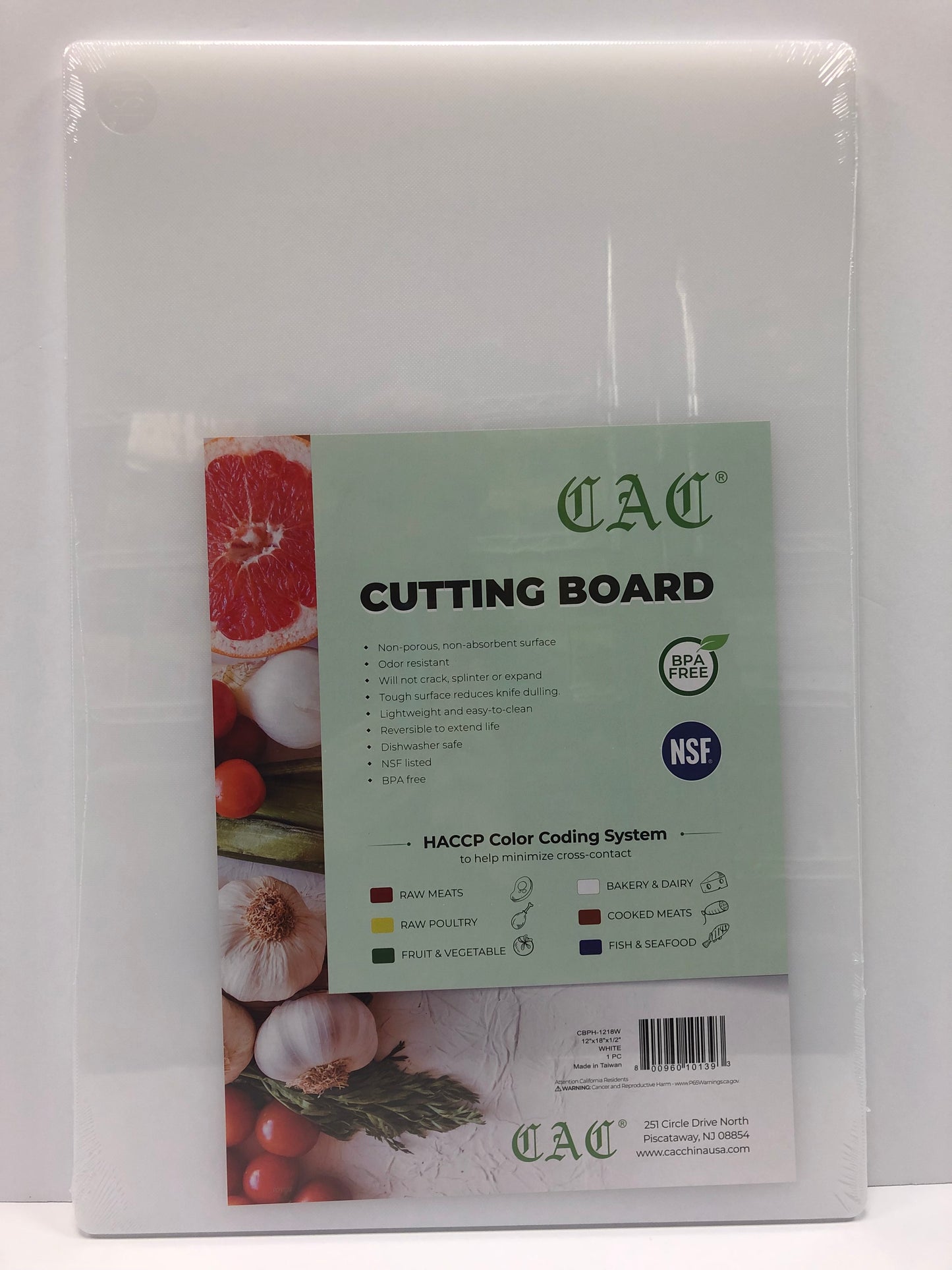 CAC Cutting Board 1" Thick White Polyethylene