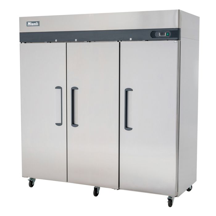 Reach In Refrigerator Migali C-3R-HC 77 4/5" Three Section, (3) Left/Right Hinge Solid Doors, 115v