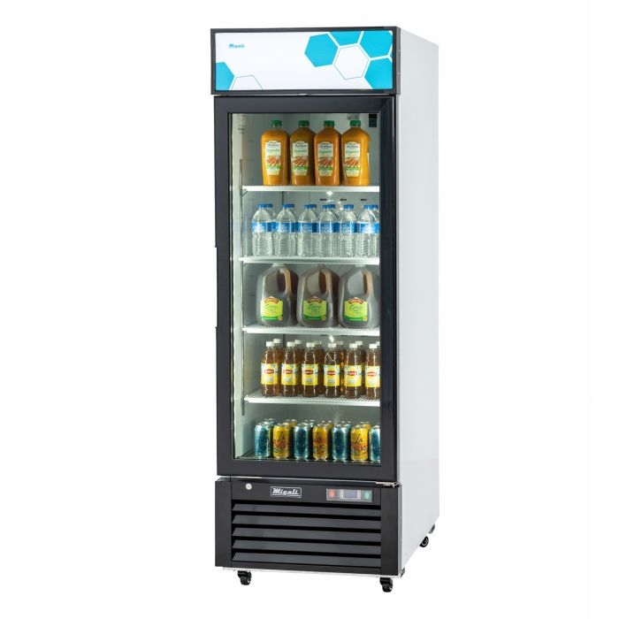 Glass Door Merchandiser Refrigerator Migali C-12RM-HC 24 1/4" Competitor Series® One Section - (1) Right Hinge Door, White, 115v