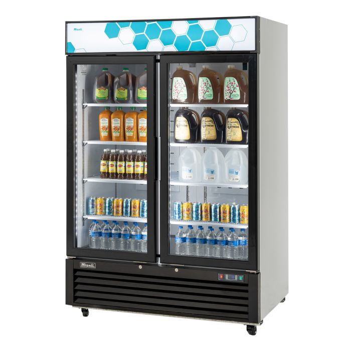 Glass Door Merchandiser Refrigerator Migali C-49RM-HC 54 2/5" Competitor Series® Two Section - (2) Left/Right Hinge Doors, White,