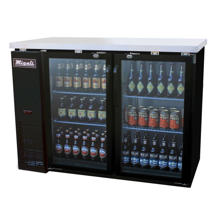 Glass Door Back Bar Refrigerator Migali C-BB48G-HC 48 3/4" - 2 Swinging Glass Doors, 115v