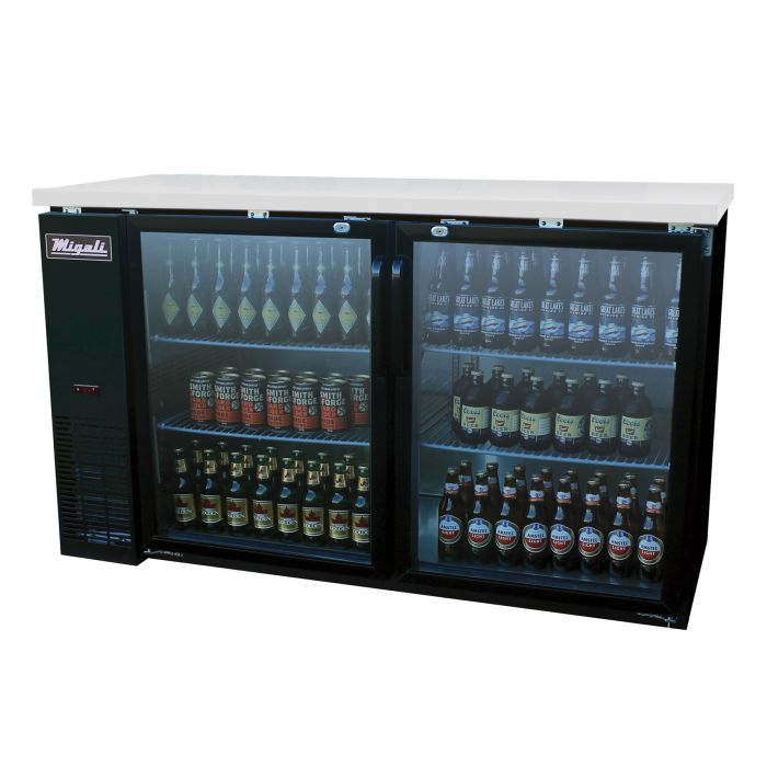 Glass Door Back Bar Refrigerator Migali C-BB60G-HC 60 4/5" - 2 Swinging Glass Doors, 115v