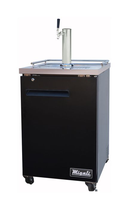 Direct Draw Beer Dispenser Migali C-DD23-1-HC 23 1/2" Kegerator w/ (1) Keg Capacity - (1) Column, Black, 115v