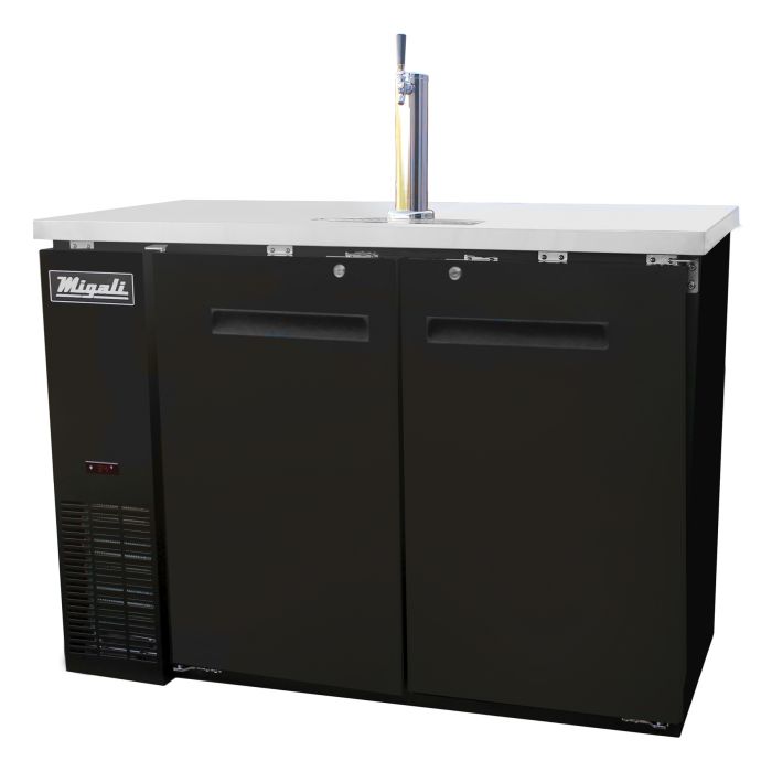Direct Draw Beer Dispenser Migali C-DD48-2-HC 48 3/4" Kegerator w/ (2) Keg Capacity - (1) Column, Black, 115v