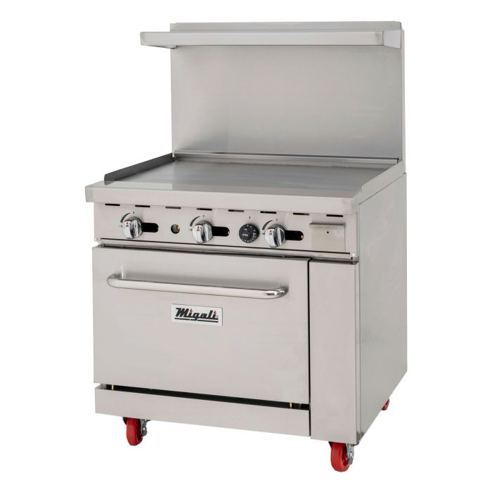 Gas Range w/ Full Griddle & Standard Oven Migali C-RO-36G-LP 36", Liquid Propane