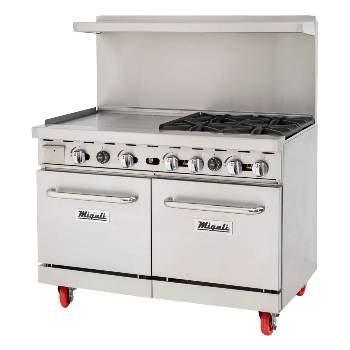 Gas Range w/ Griddle & (2) Standard Ovens Migali C-RO6B-24GL-LP 60" 6 Burner, Liquid Propane