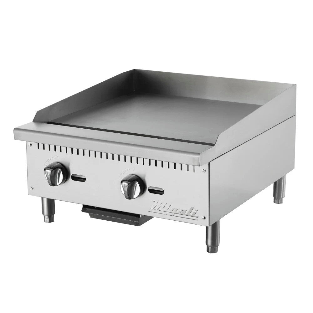 Gas Griddle w/ Thermostatic Controls Migali C-G24T 24" - 1" Steel Plate, Convertible