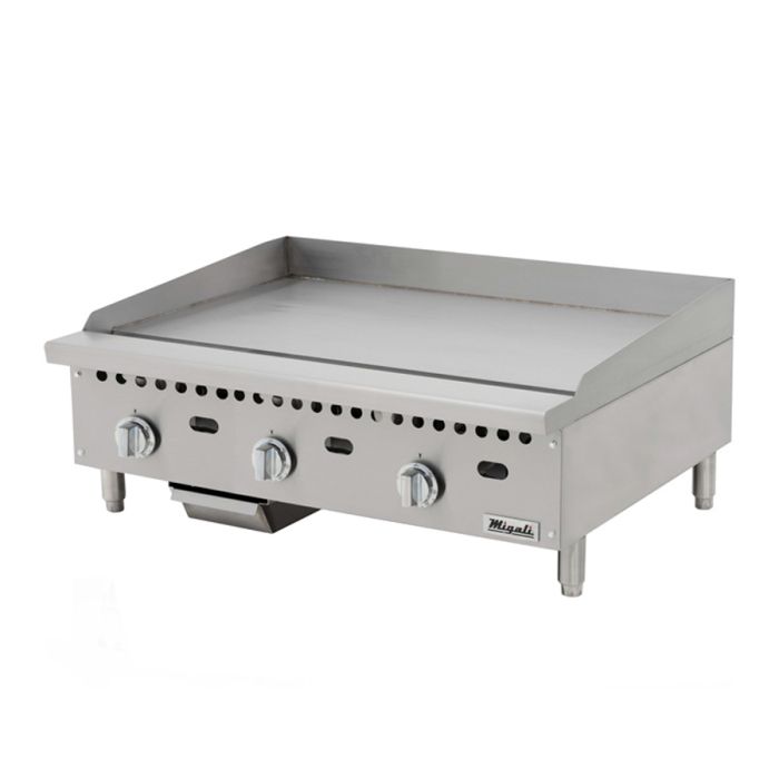 Gas Griddle w/ Thermostatic Controls Migali C-G36T 36" - 1" Steel Plate, Convertible