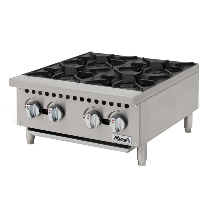 Gas Hotplate w/ (4) Burners & Manual Controls Migali C-HP-4B-24 24", Convertible