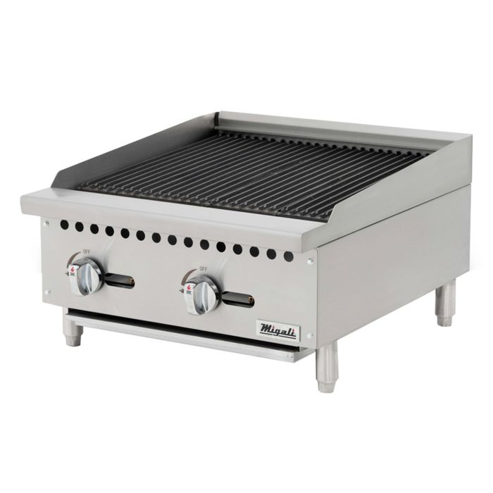 Char-Rock Broiler Migali C-CR24 24" Natural Gas w/ Cast Iron Grates, 70,000 BTU