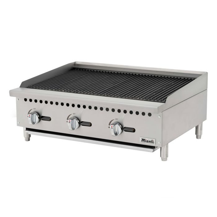 Char-Rock Broiler Migali C-CR36 36" Natural Gas w/ Cast Iron Grates, 105,000 BTU
