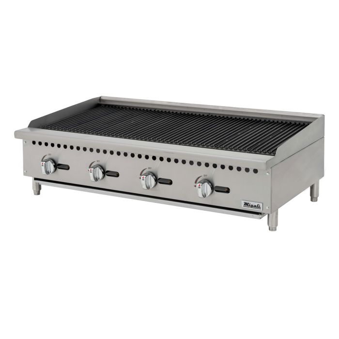 Char-Rock Broiler Migali C-CR48 48" Natural Gas w/ Cast Iron Grates, 140,000 BTU