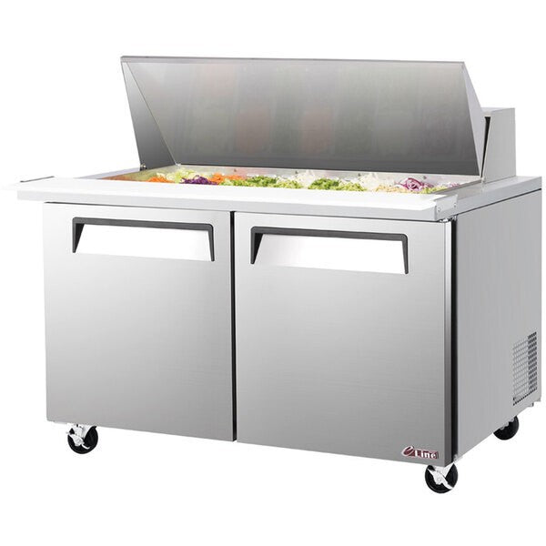 Mega Top Salad Prep Table Turbo Air EST-60-24-N E-line 60 1/4" 2 Door Refrigerated