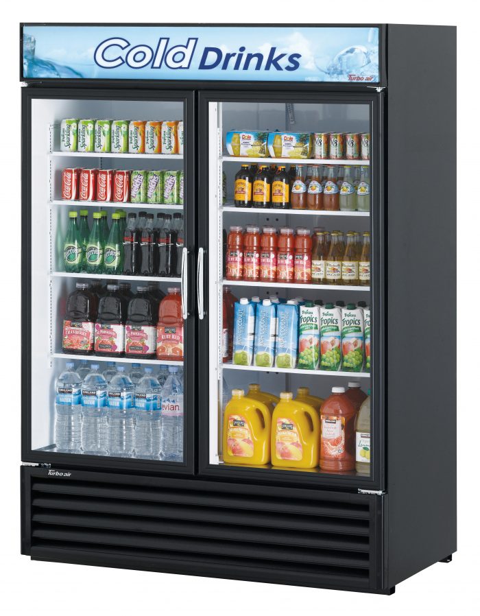 Glass Door Merchandiser Turbo Air TGM-50RS(B)-N 56" TGM Series Two Section - (2) Left/Right Hinge Doors, Black, 115v