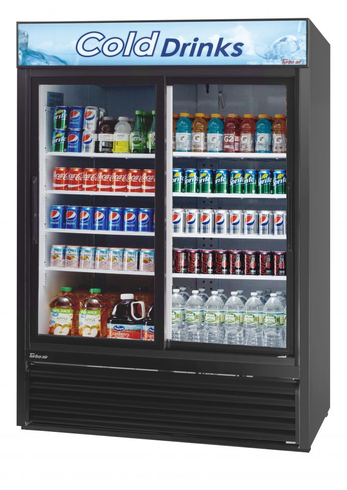 Glass Door Merchandiser Turbo Air TGM-48R(B)-N 56" TGM Series Two Section - (2) Sliding Doors, Black, 115v