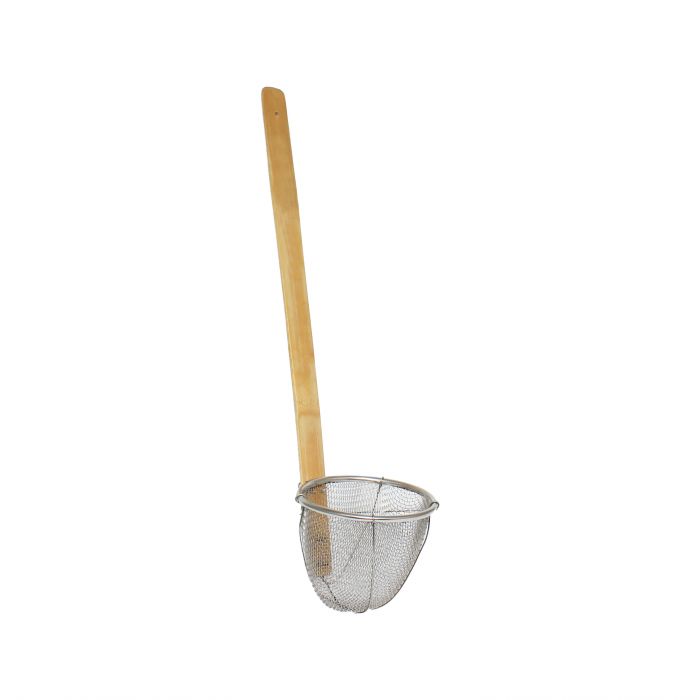 Noodle Skimmer Thunder Group SLNS536 5-1/2" Mesh - Wood Handle, Stainless Steel