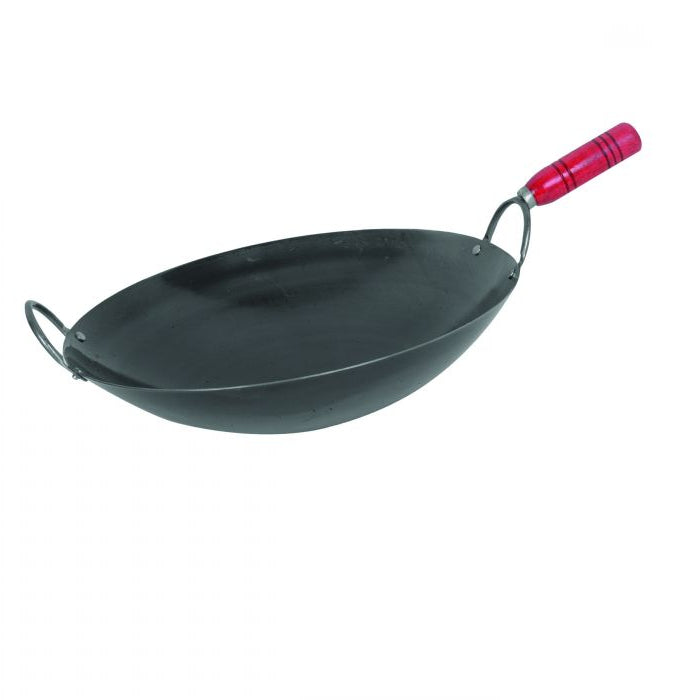 Iron Wok w/ Wood Handle Thunder Group - Riveted Handles