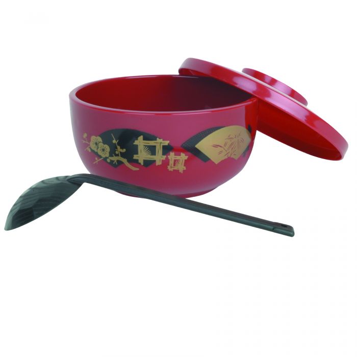 Donburi Bowl Thunder Group PLNB001 30 oz Round - Plastic, Red