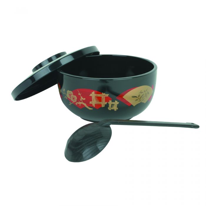 Donburi Bowl Thunder Group PLNB002 30 oz Round - Plastic, Black