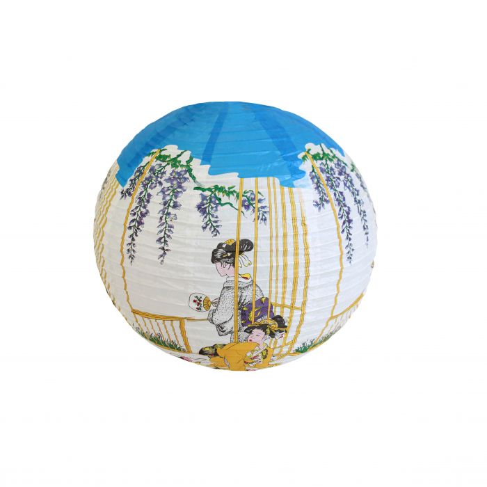 Lantern Thunder Group HL36-2 16" Round "Samurai Painting" Cochin - Paper, White