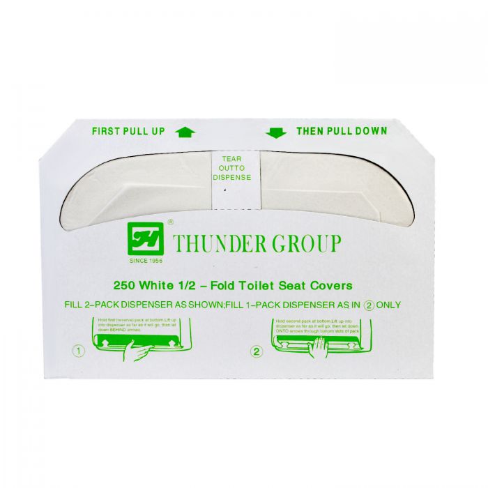 Toilet Seat Covers Thunder Group PATSC050 Half Fold (250 Sheet/pack 20 Pack/case)