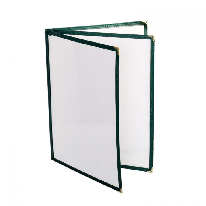 3-Page Book Fold Menu Cover Thunder PLMENU-L3GR Green Plastic Laminate