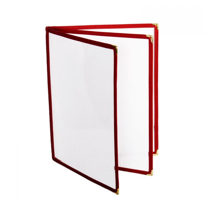 3-Page Book Fold Menu Cover Thunder PLMENU-L3MA Maroon Plastic Laminate