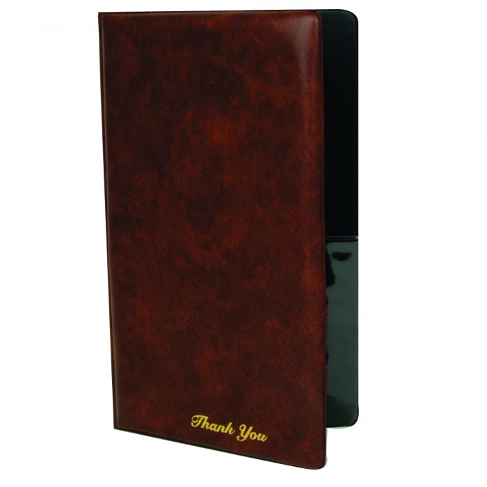 Check Presentation Cover Thunder Group PCPC-1BR 9-1/2” With Brown Faux Leather And Pocket Inserts