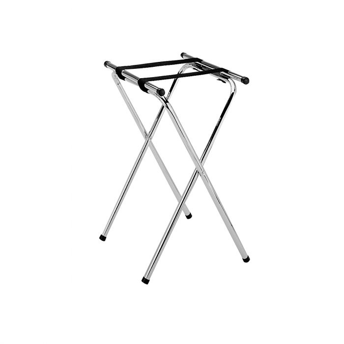 Folding Tray Stand Thunder Group SLTS002 30 1/2" - (2) Black Nylon Straps, Chrome Plated