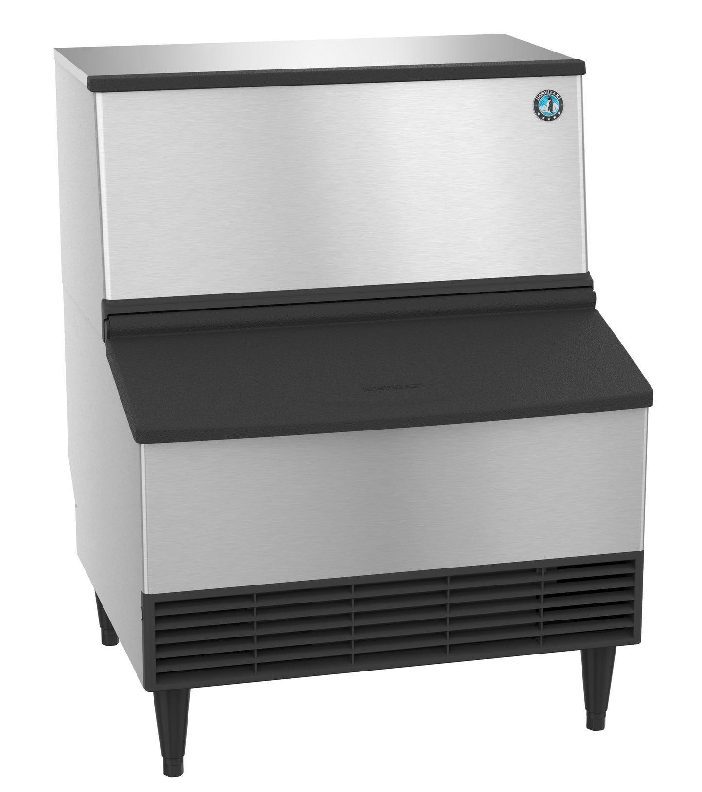 Hoshizaki KM-301BAJ Air Cooled Undercounter 295 lb./Day Ice Maker Crescent Cube 115V with 100 lb. Storage Bin