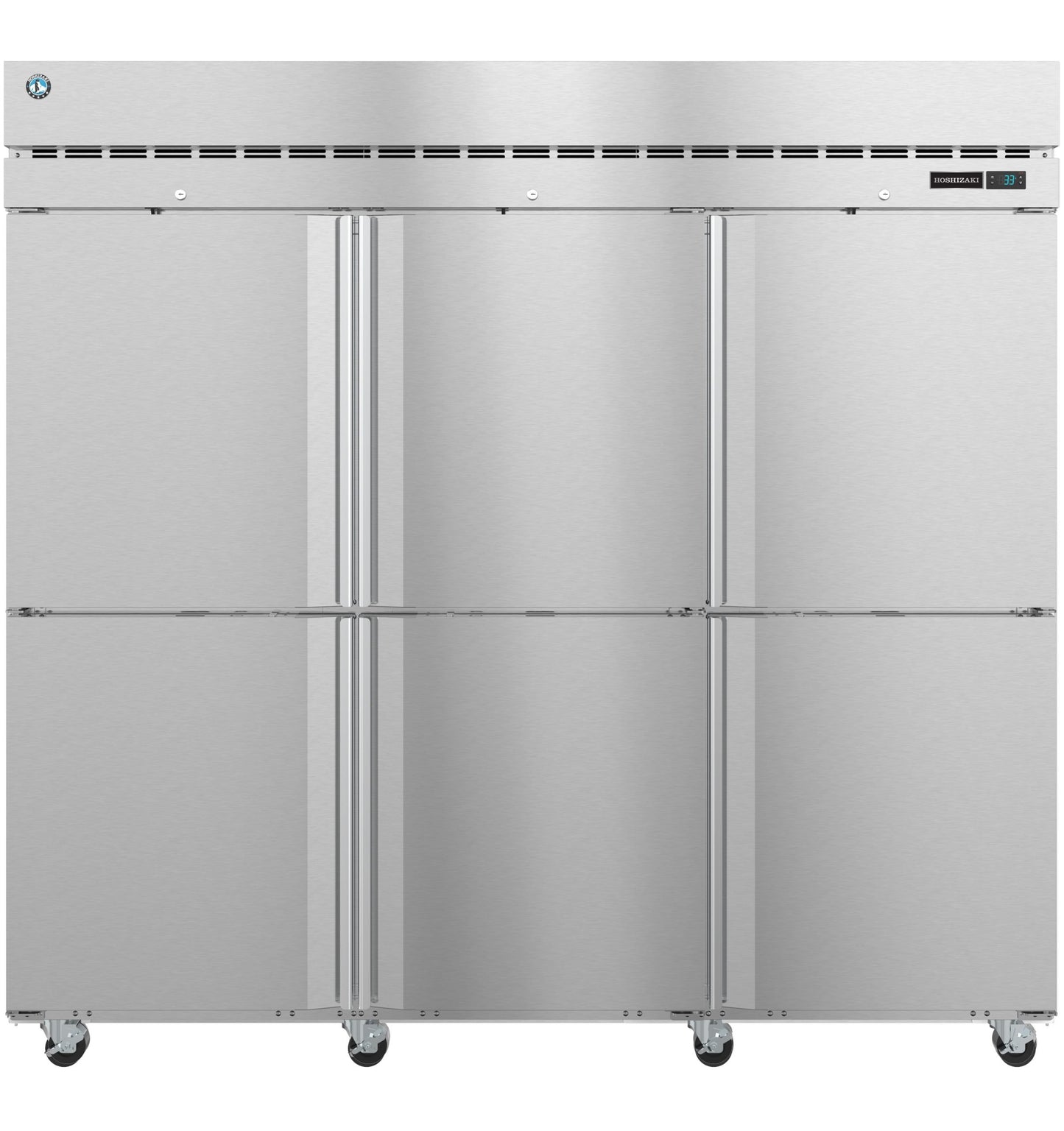 Three Section Reach In Refrigerator Hoshizaki R3A-HS Steelheart 82 1/2" (6) Right Hinge Solid Doors, 115v