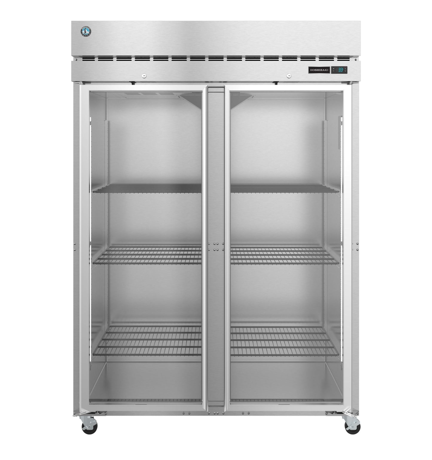 Two Section Reach In Freezer Hoshizaki F2A-FG Steelheart 55" (2) Glass Solid Doors, 115v