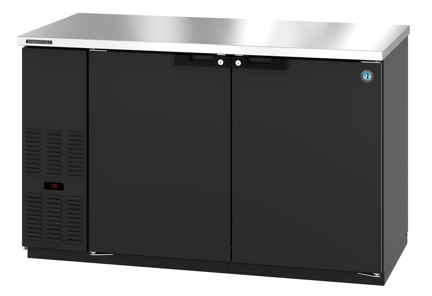 Bar Refrigerator Hoshizaki BB59 59" W - 2 Swinging Solid Doors, Black, 115v