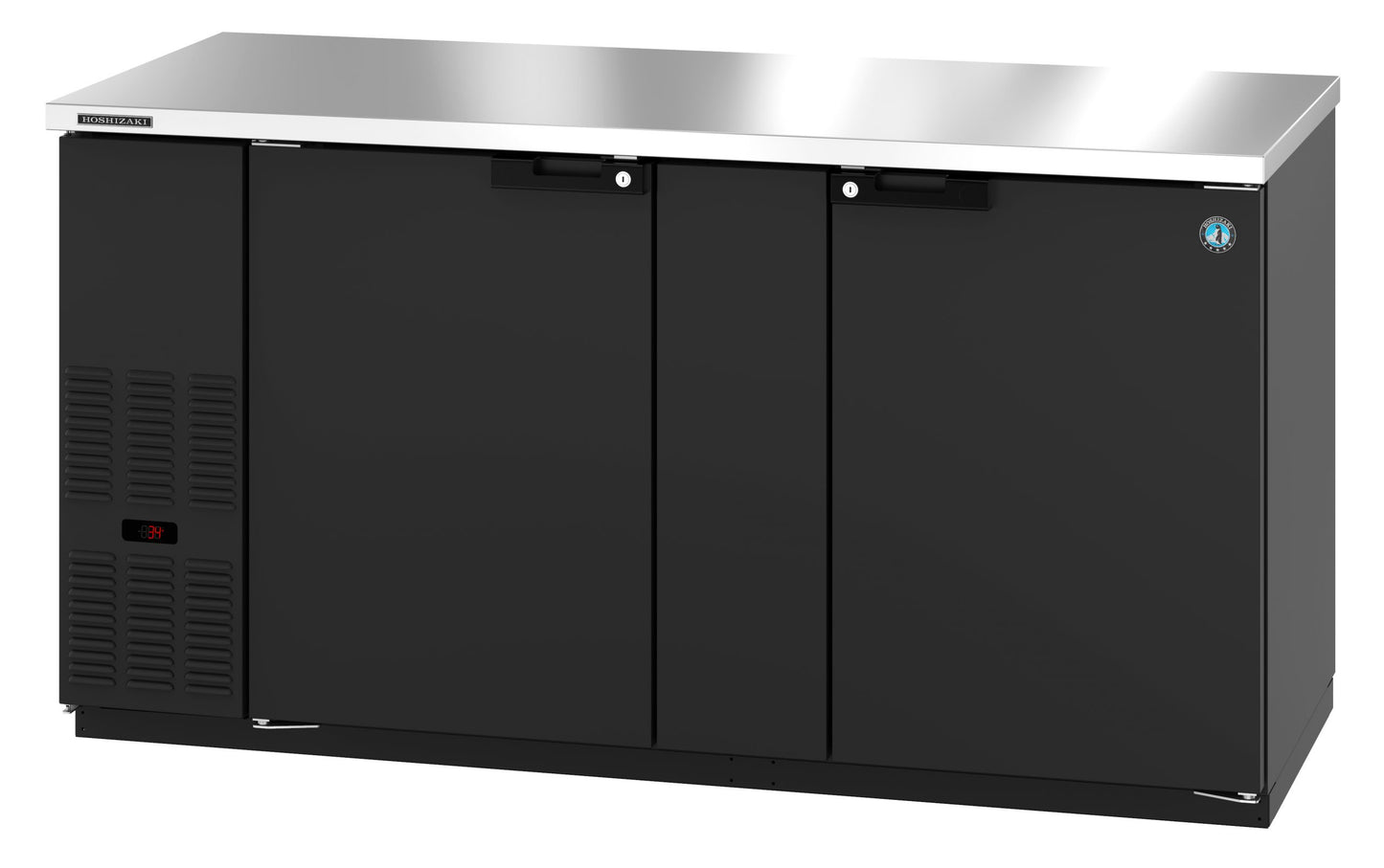 Bar Refrigerator Hoshizaki BB69 69" W - 2 Swinging Solid Doors, Black, 115v