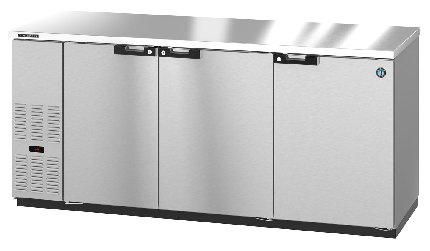 Bar Refrigerator Hoshizaki BB80-S 80" W - 3 Swinging Solid Doors, Stainless, 115v