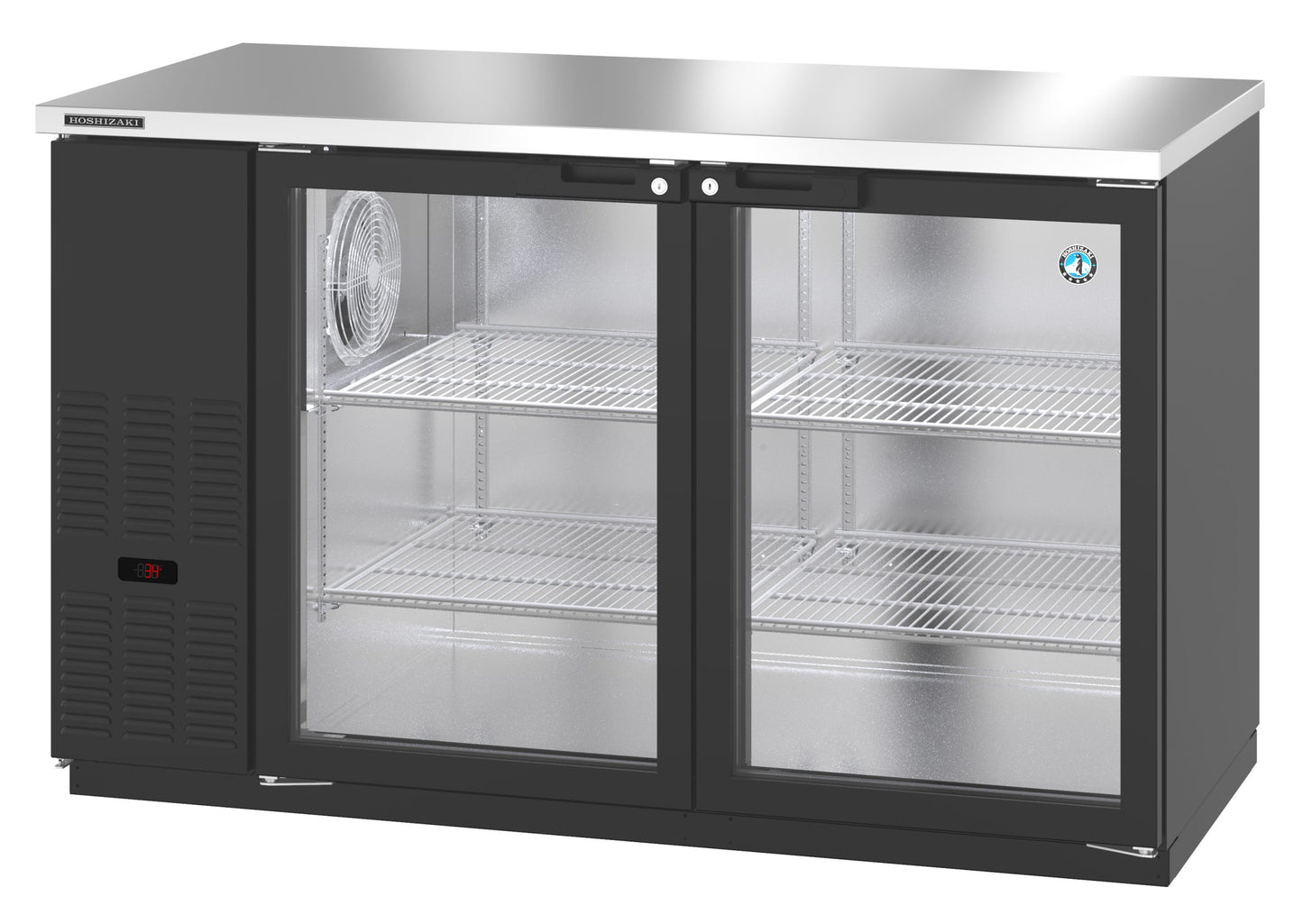 Bar Refrigerator Hoshizaki BB59-G 59" W - 2 Swinging Glass Doors, Black, 115v
