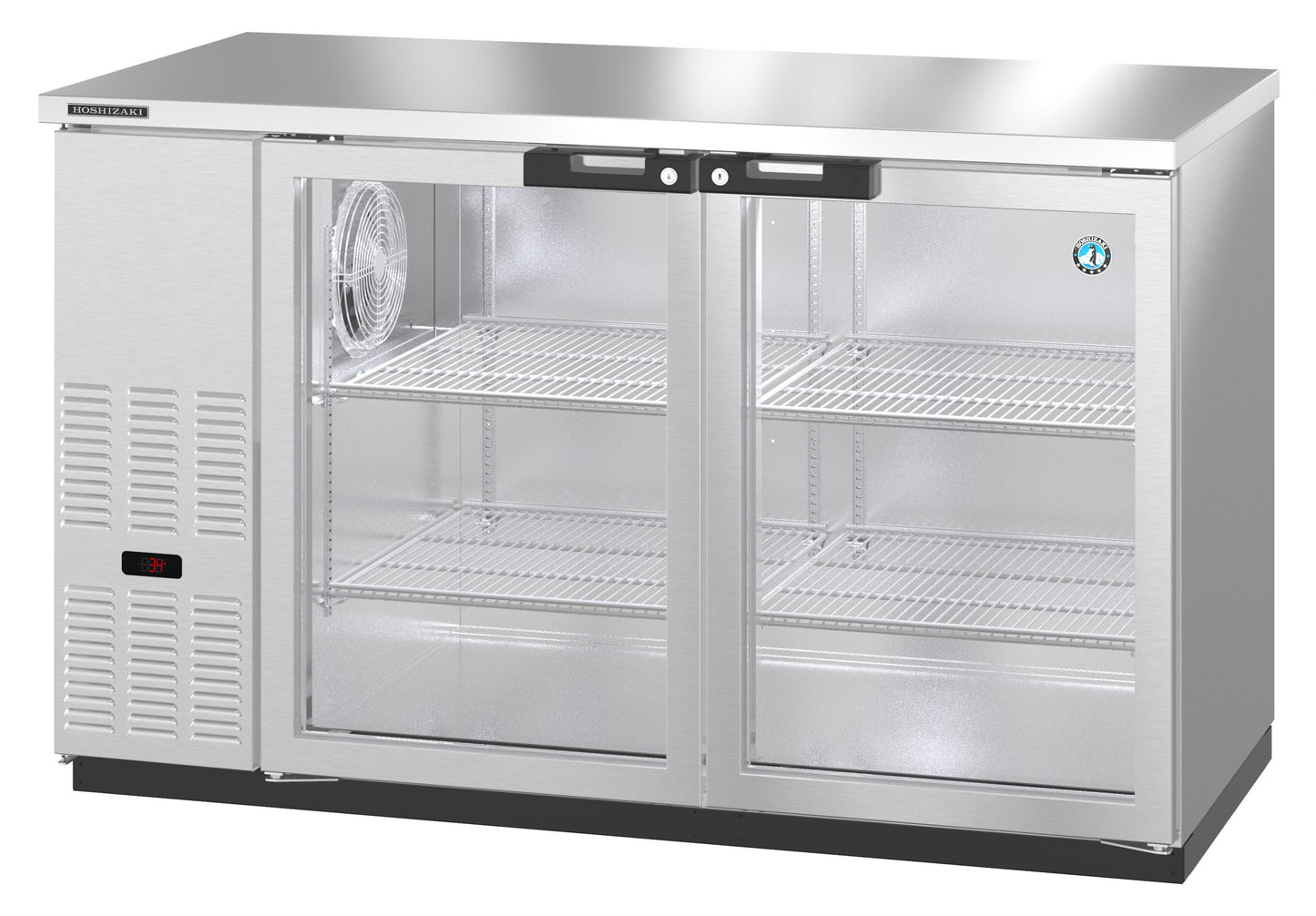 Bar Refrigerator Hoshizaki BB59-G-S 59 1/2" W - 2 Swinging Glass Doors, Stainless, 115v