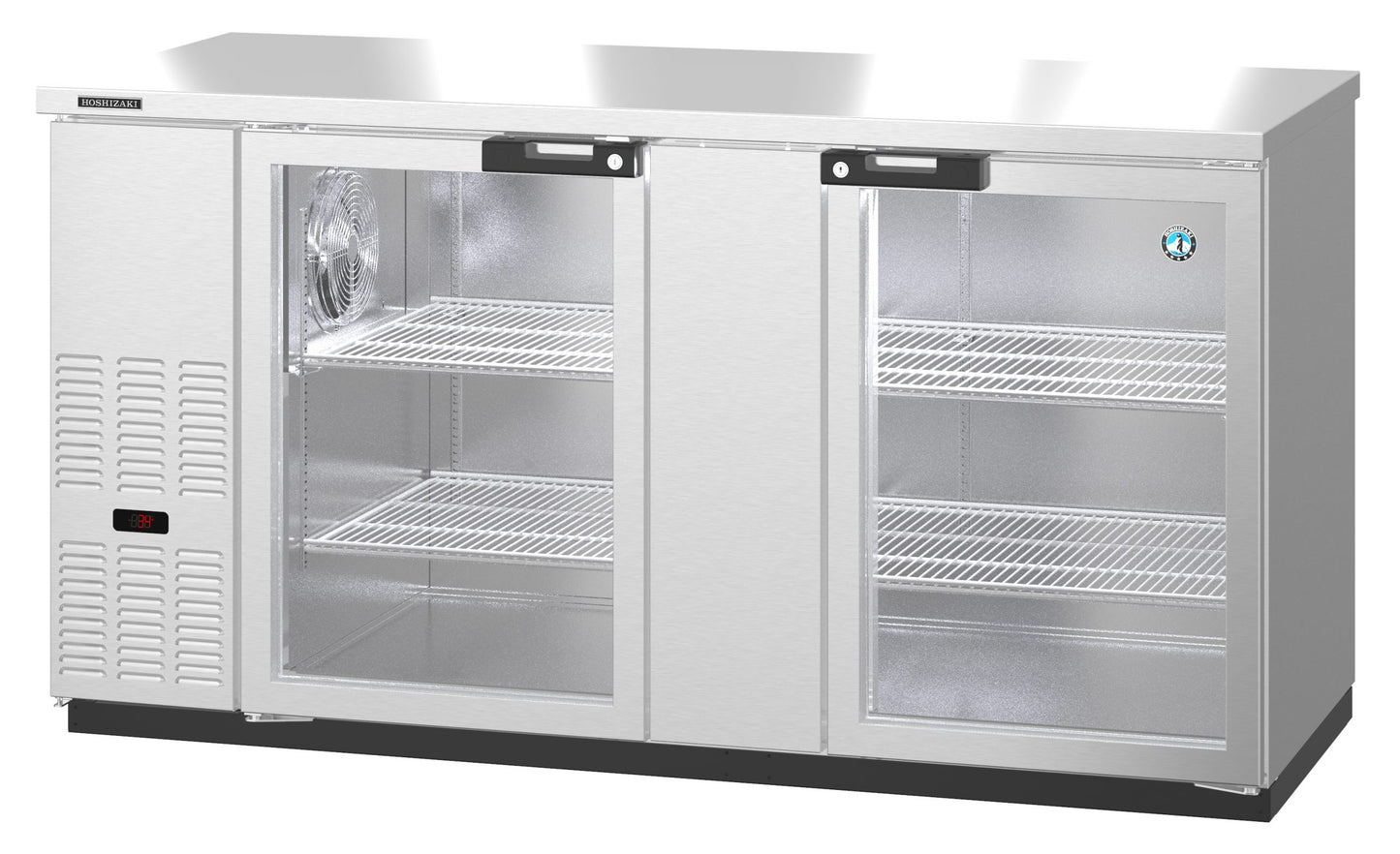 Bar Refrigerator Hoshizaki BB69-G-S 69 1/2" W - 2 Swinging Glass Doors, Stainless, 115v