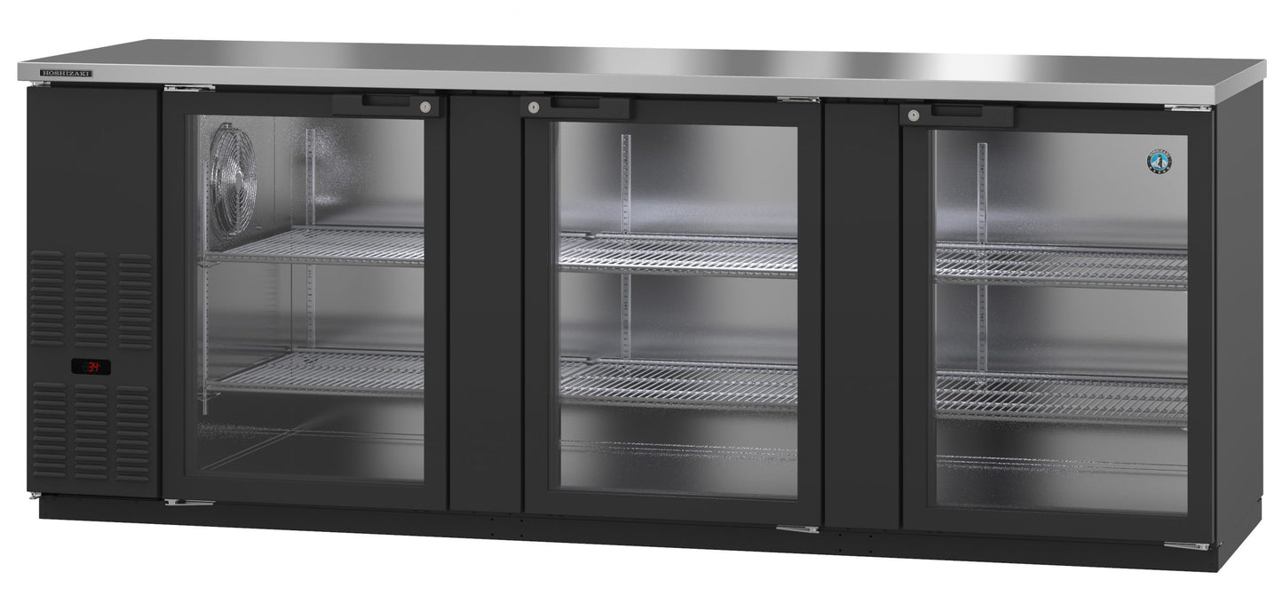 Bar Refrigerator Hoshizaki BB95-G 95 1/2" W - 3 Swinging Glass Doors, Black, 115v